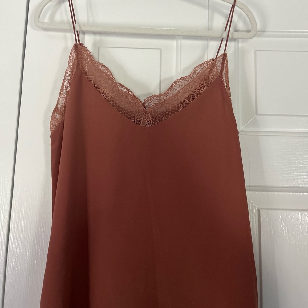 Elegant Lace Trim Camisole in Rust